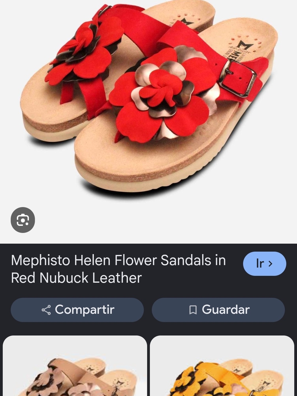 Mephisto Helen Red Flower Nubuck Leather Sandals